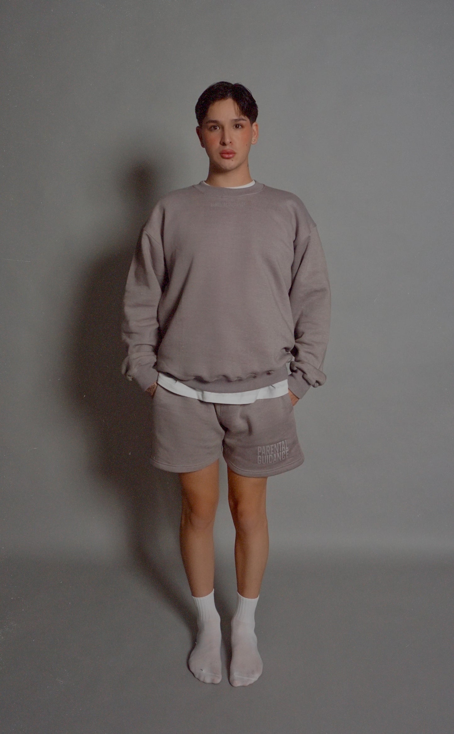 grainy grey sweatshort